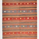 6x9 Red & Blue Striped Pattern Handmade Kilim Rug, 175x275Cm