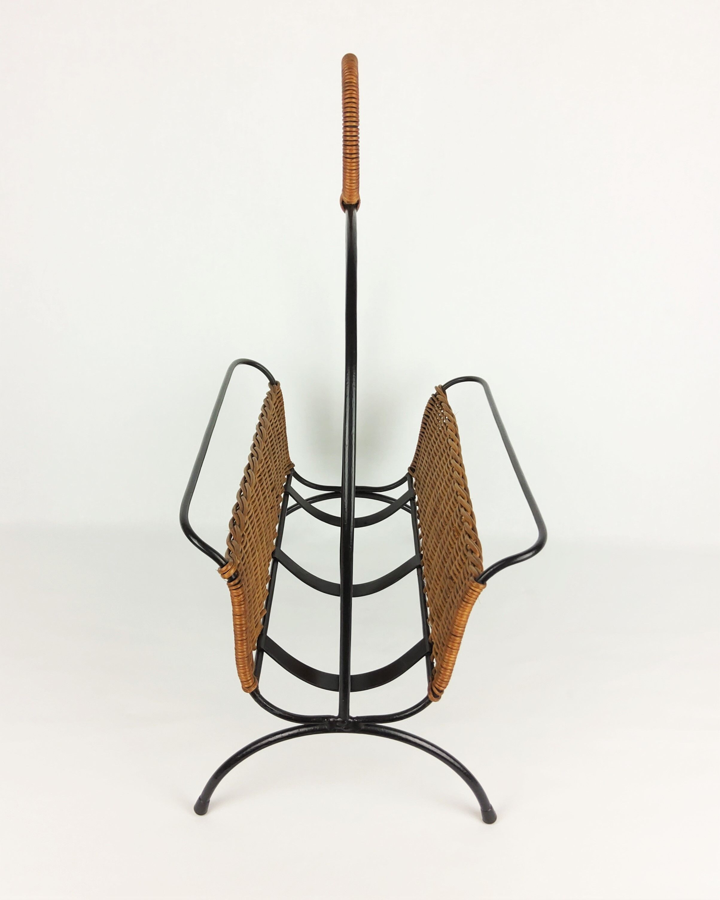 Rattan and metal magazine holder 1960
