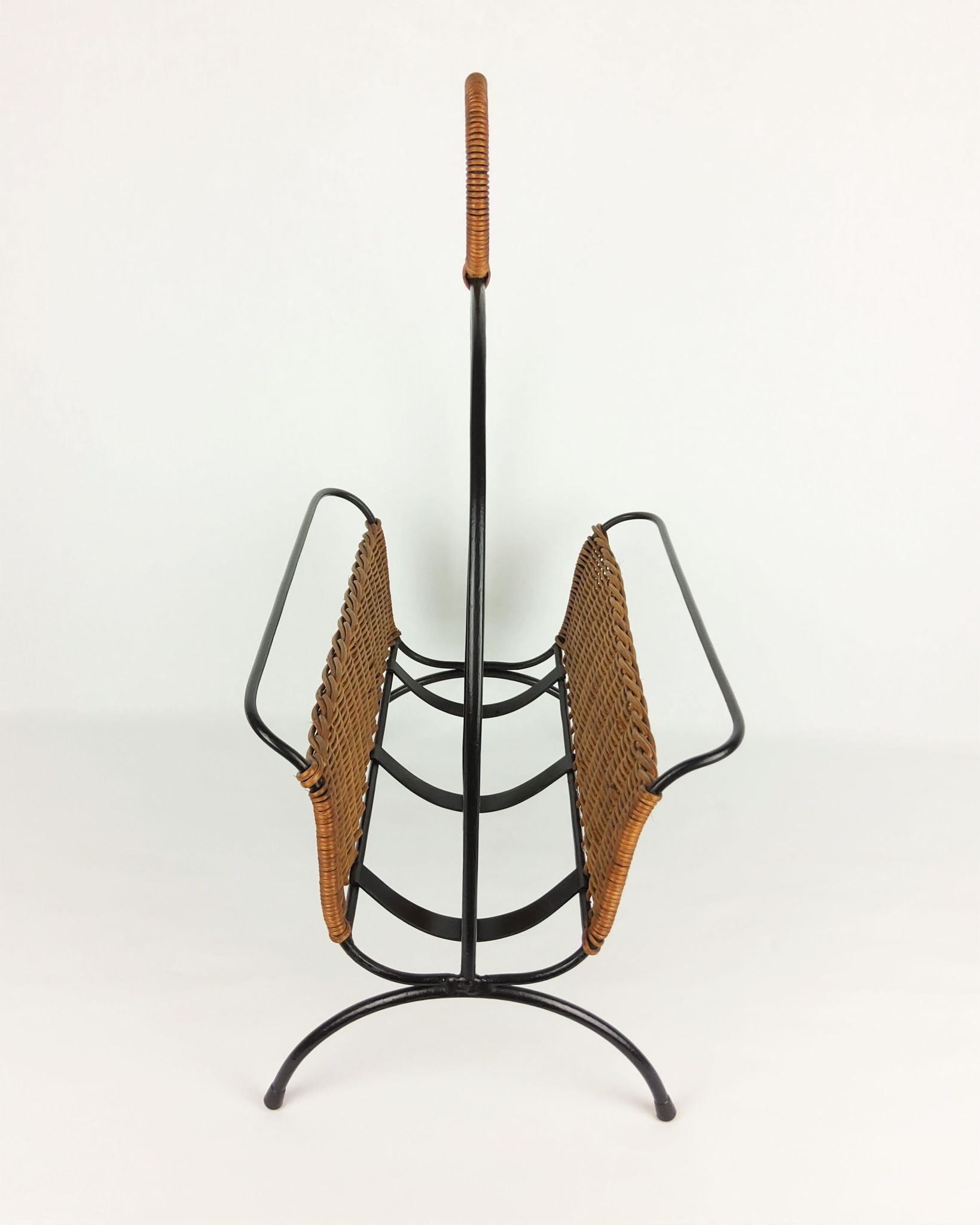 Rattan and metal magazine holder 1960