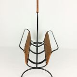 Porte revues rotin et métal 1960