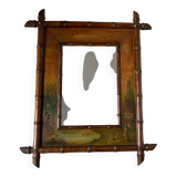 Bamboo wood mirror and 19th century paintings