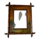 Bamboo wood mirror and 19th-century paintings