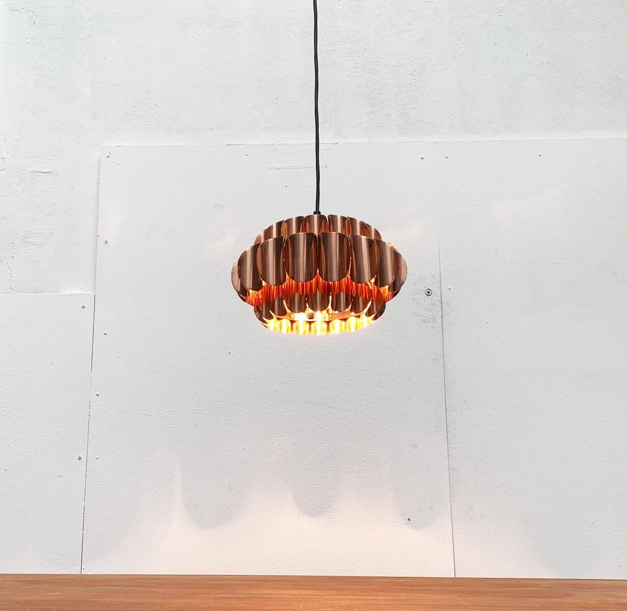 Copper pendant lamp Swiss type 810 modern mid-century by Hans Zender for Temde