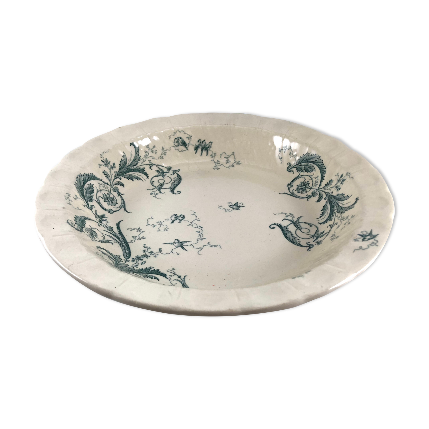 Hollow round plate in iron earth Gien model Rinceau