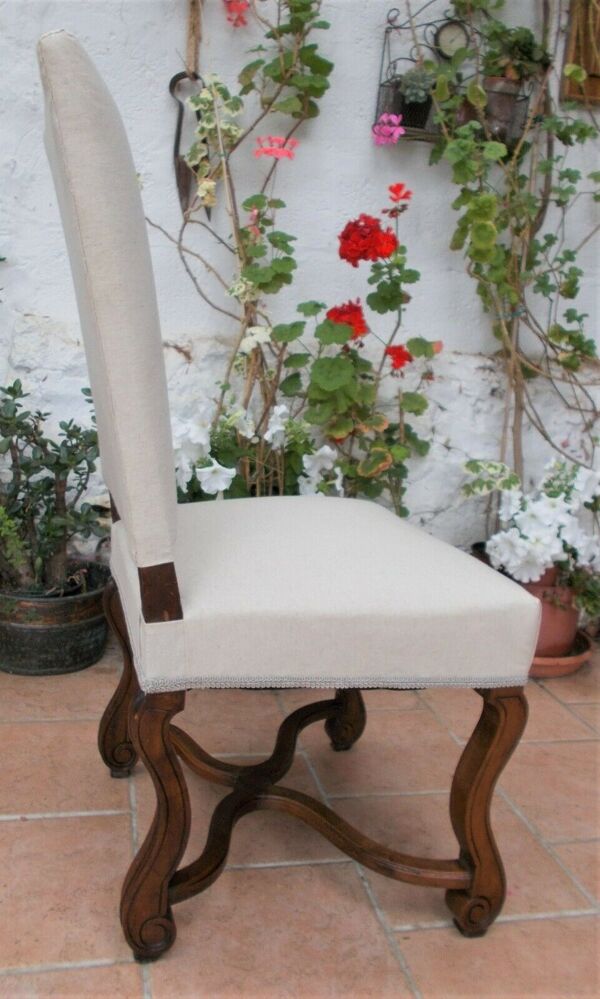 Chaise française style Louis XIV du XIXe siècle récemment rembourrée et restaurée
