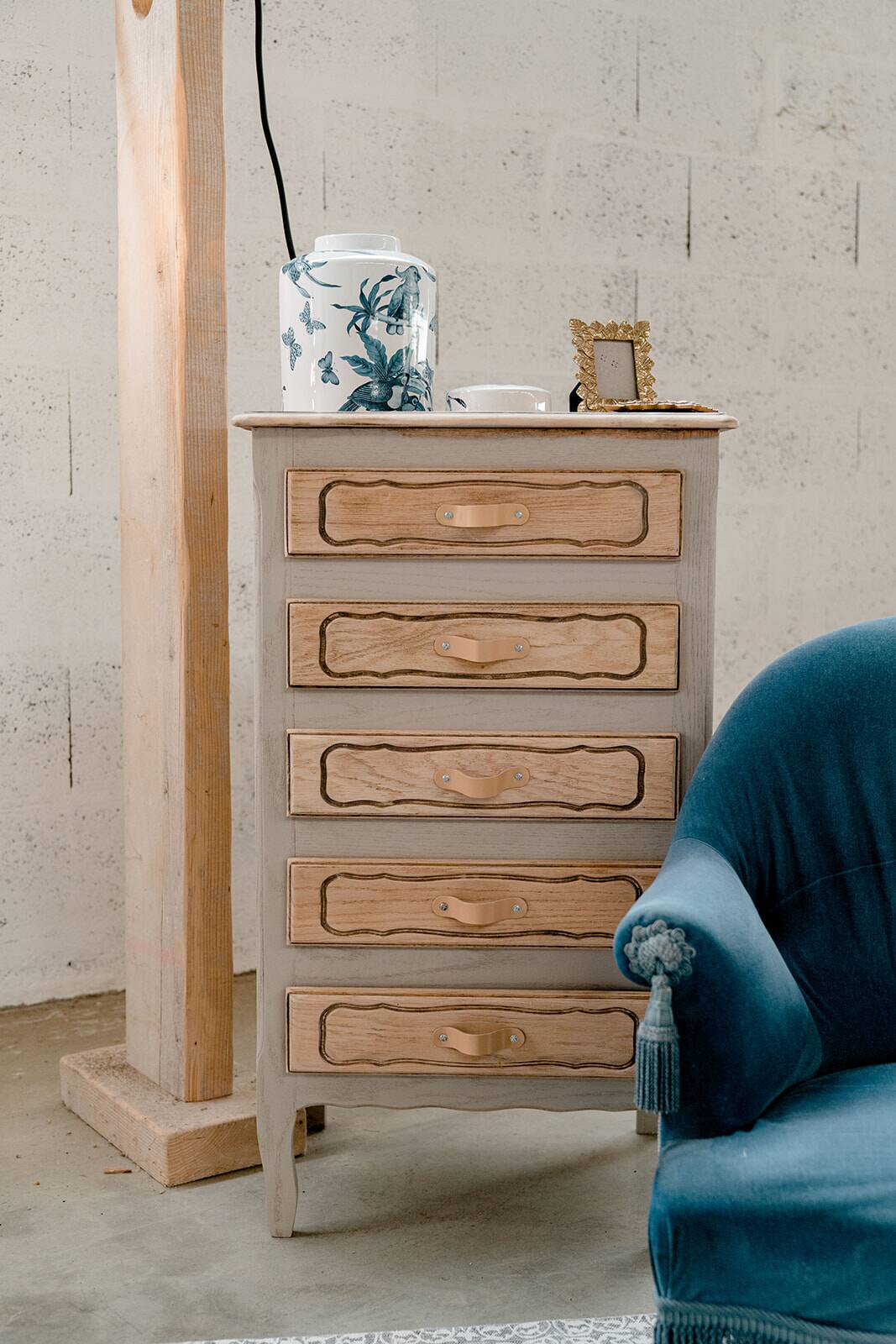 Fauteuil crapaud – Velours bleu