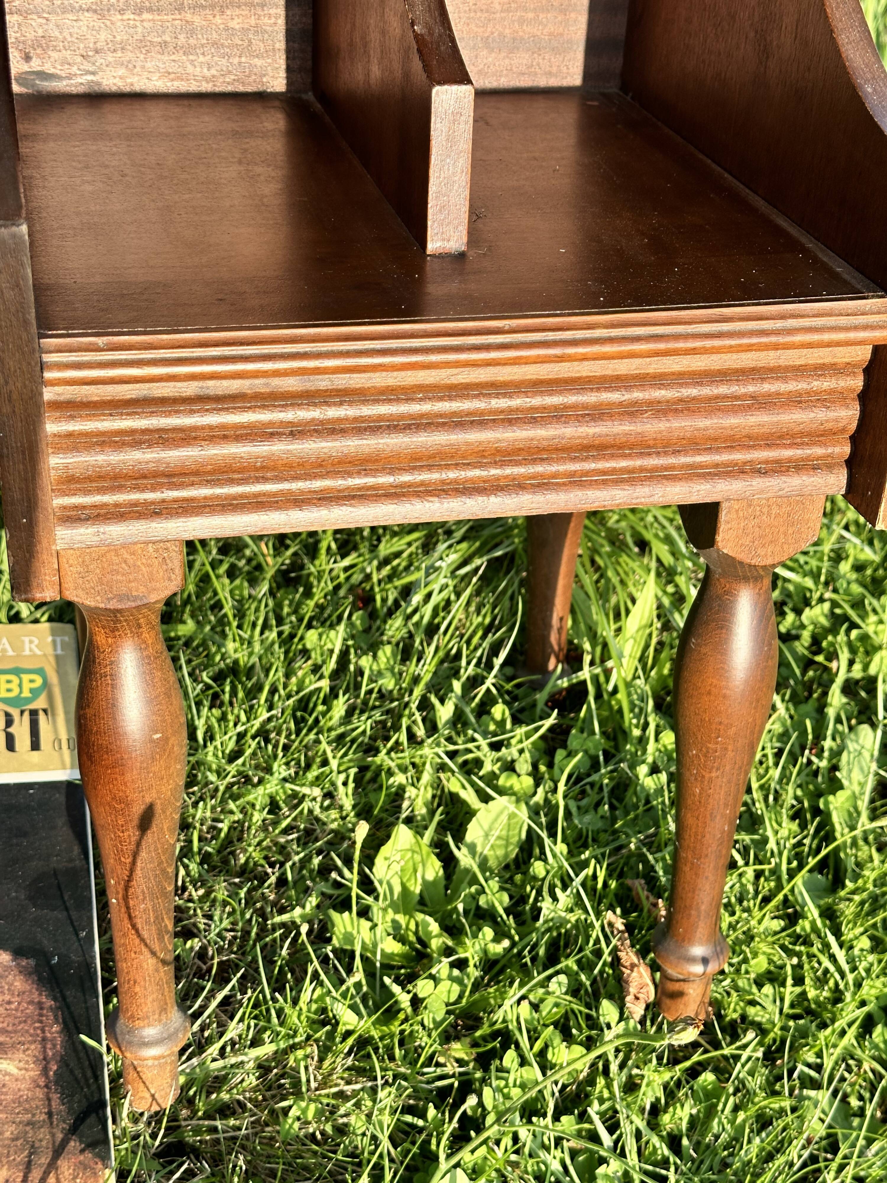 Vintage Dark Brown Wood Side Table - Vinyl Record Book Holder