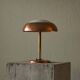 Art Deco table lamp in patinated copper, brass, and satin glass from the 1950s.