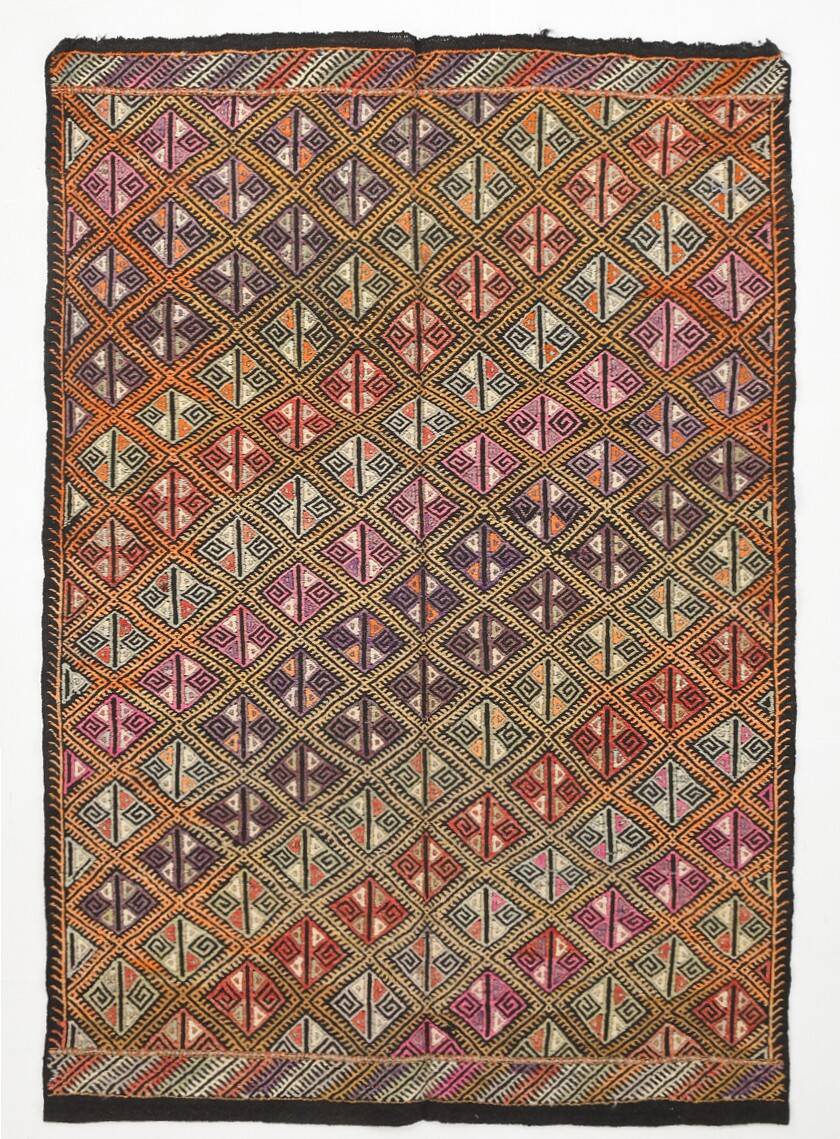 5x7 Multicolor Geometric Style Kilim Rug, Turkish Kilim, 158x218Cm