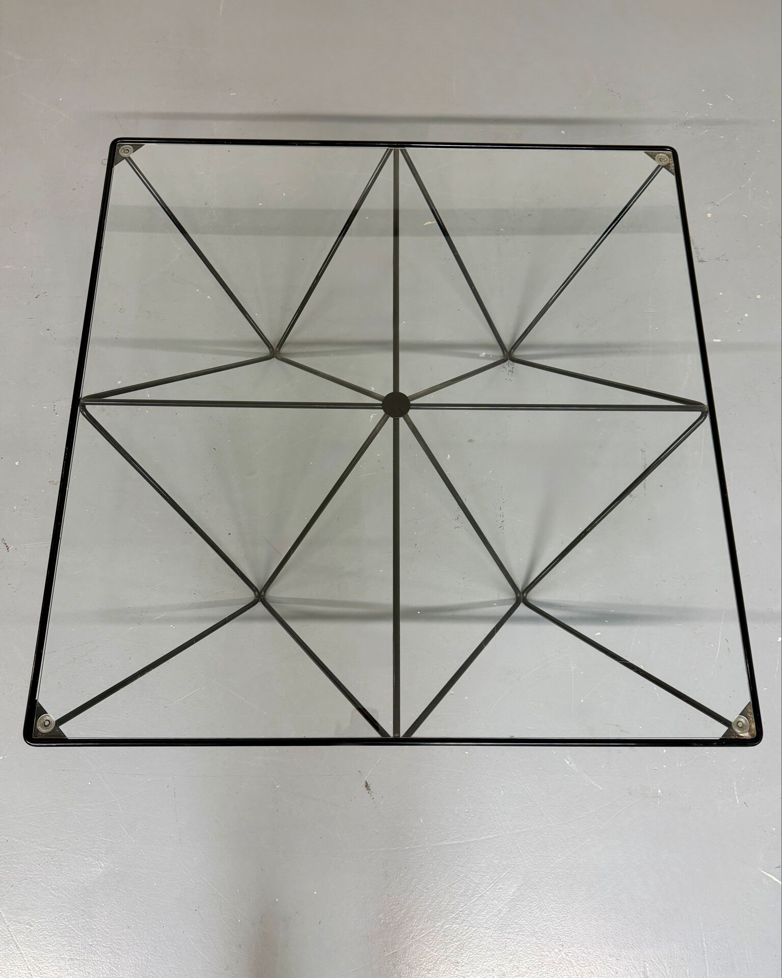 Vintage 1980s Italian architectural design metal coffee table.