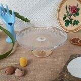 Glass and gold metal cake display - vintage