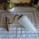 Antique brass wall lamp with opaline lampshade