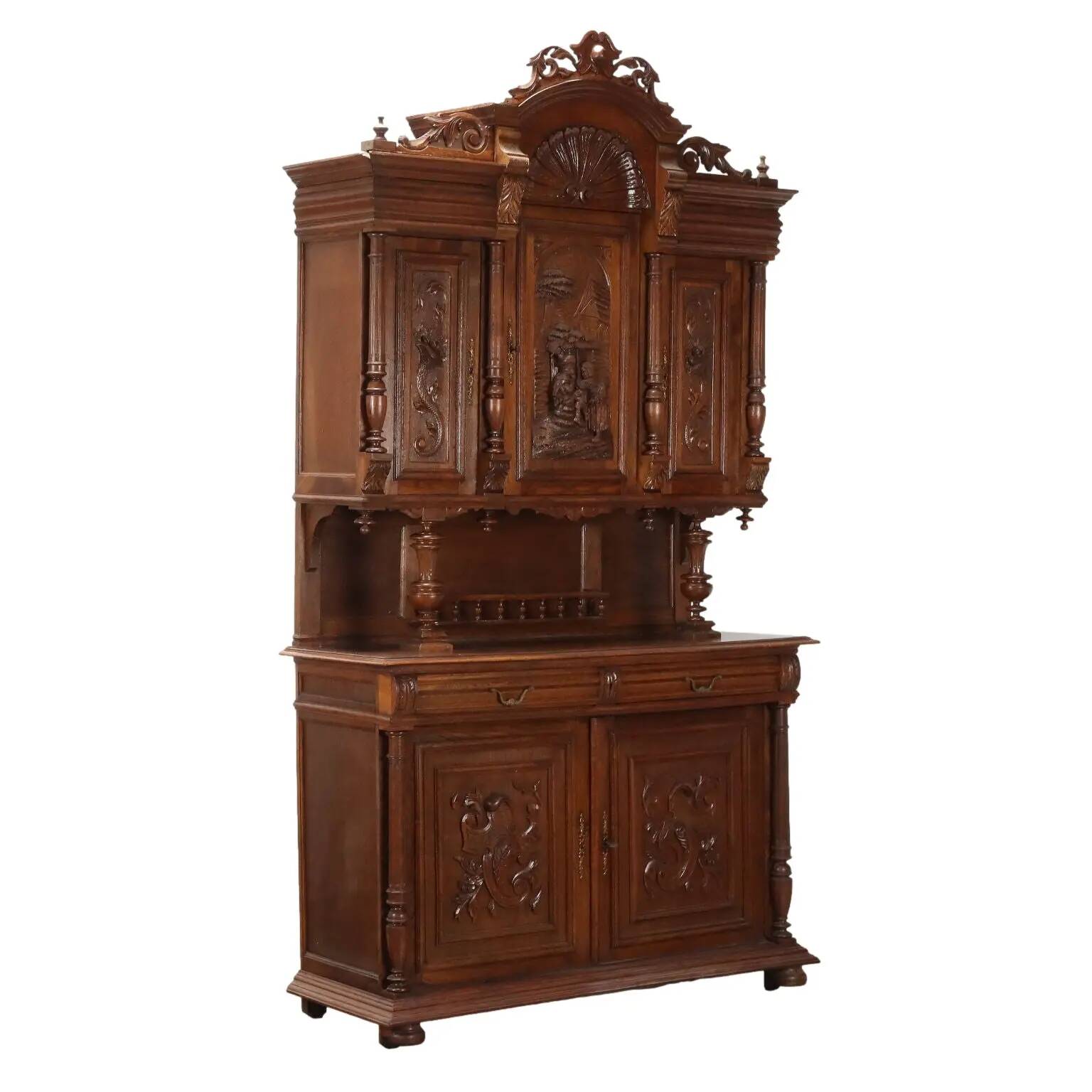 Antique neo-Renaissance oak buffet, France, 19th century.