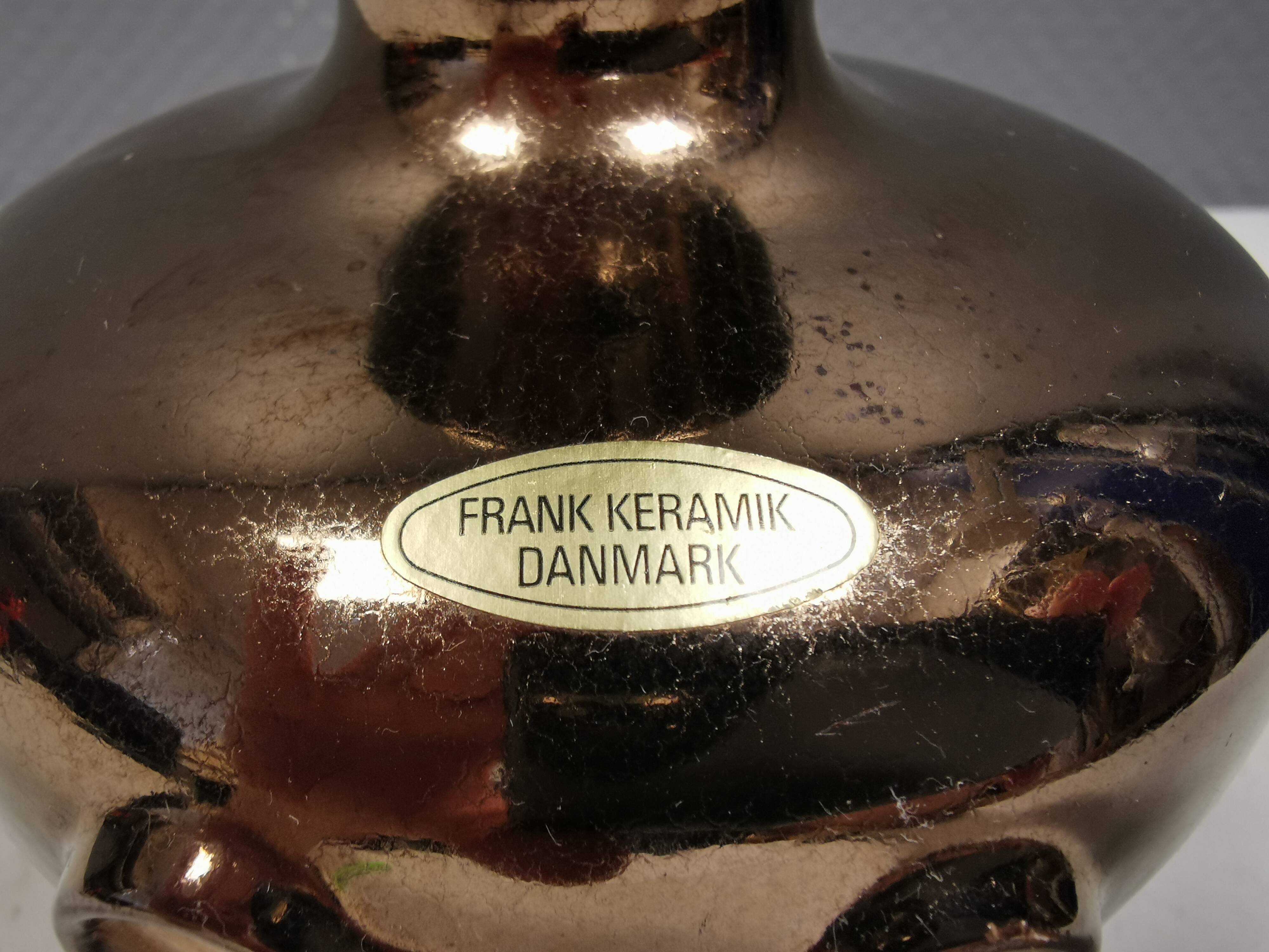 Ceramic vase with metal glaze from Frank ceramics Denmark 1970-80s.