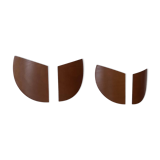 Pair of vintage thermoformed wood and sandblasted glass wall lights, France, 1980