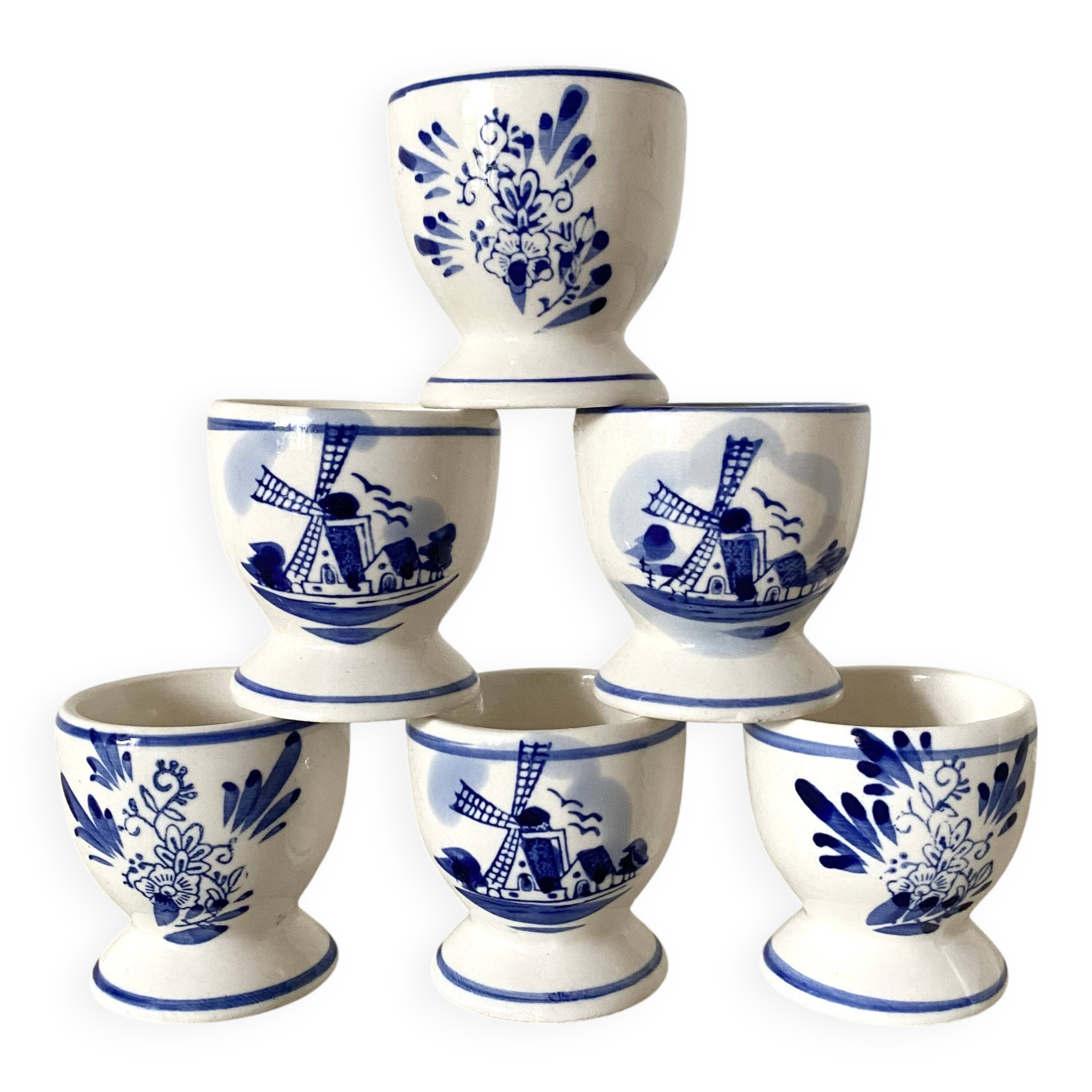 Hand painted earthenware egg cups