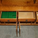 Vintage Robert Mouseman Thompson oak display cabinet with shelves and lighting.