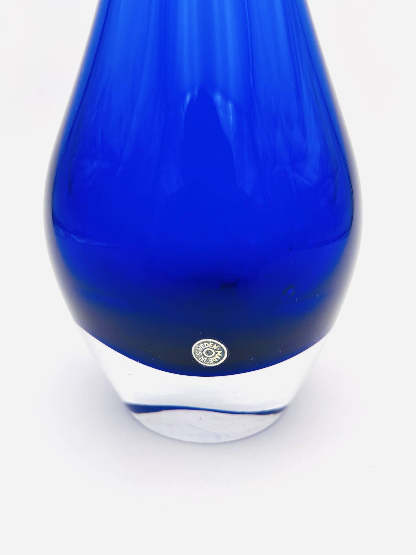Giant Vase 44cm Bo Borgström Åseda Blue Glass Sweden Label