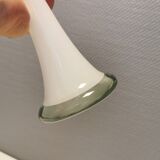 Tall, slim glass vase, in double layer glass (translucent and milky white)