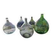 Lot de 5 Dames Jeannes en Verre ancien