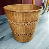 Vintage rattan wastepaper basket