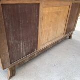 Buffet enfilade art déco 4 portes rénové en bois de chêne brut 200cm