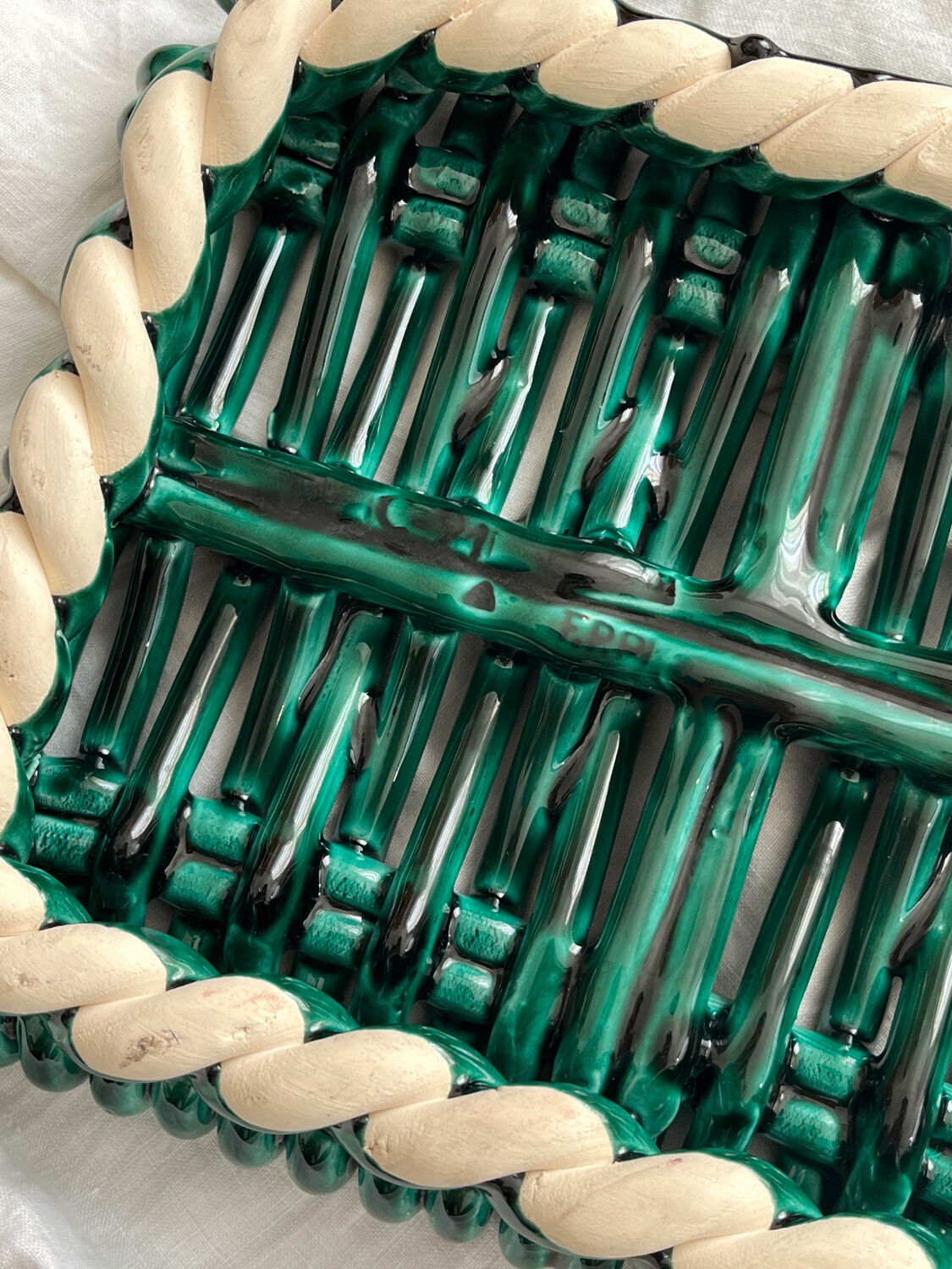 Vintage Vallauris woven ceramic trivet