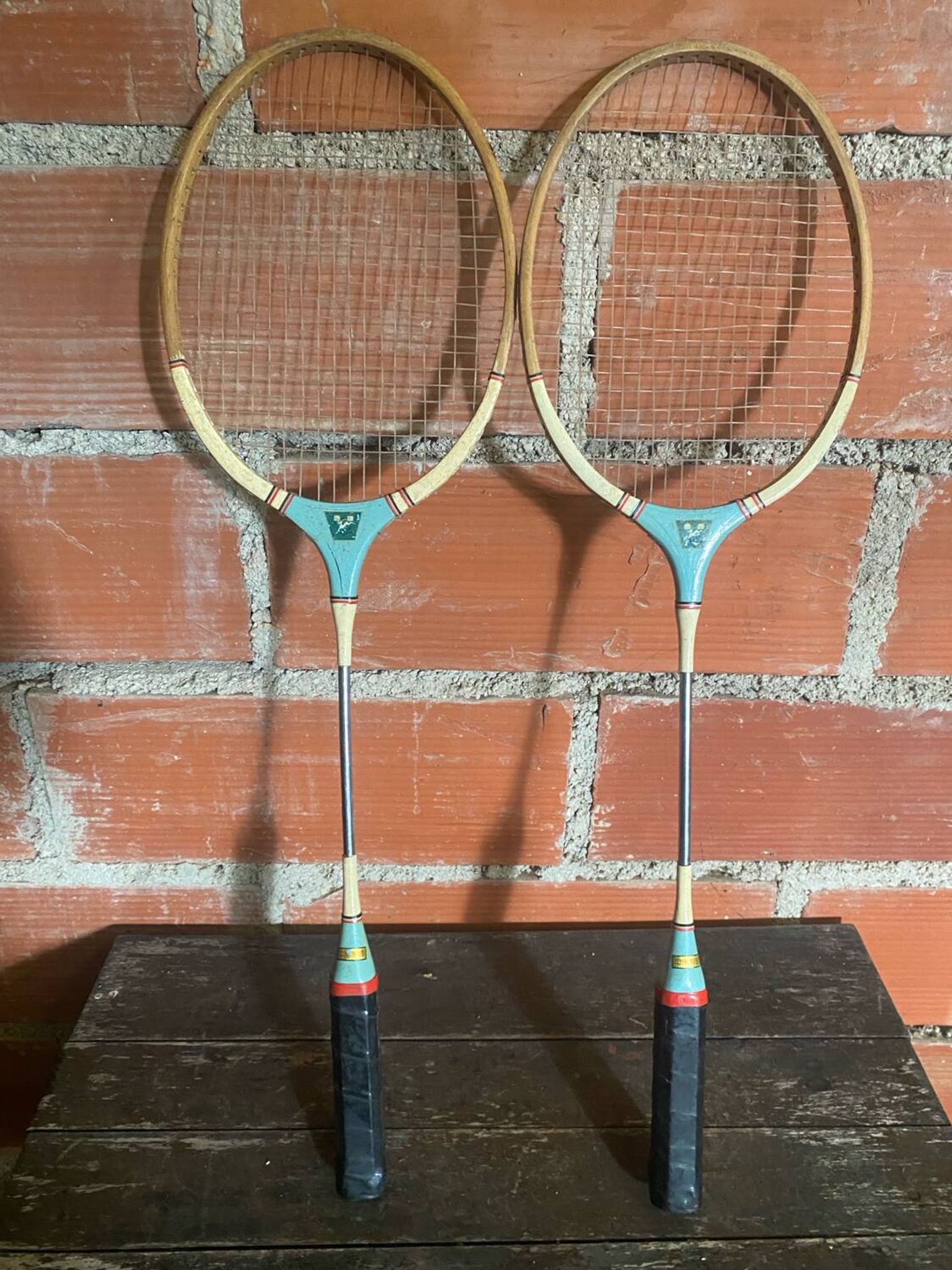 Pair of Vintage Badminton Rackets Wood + Metal from the 1950s #D579