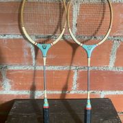 Pair of Vintage Badminton Rackets Wood + Metal from the 1950s #D579
