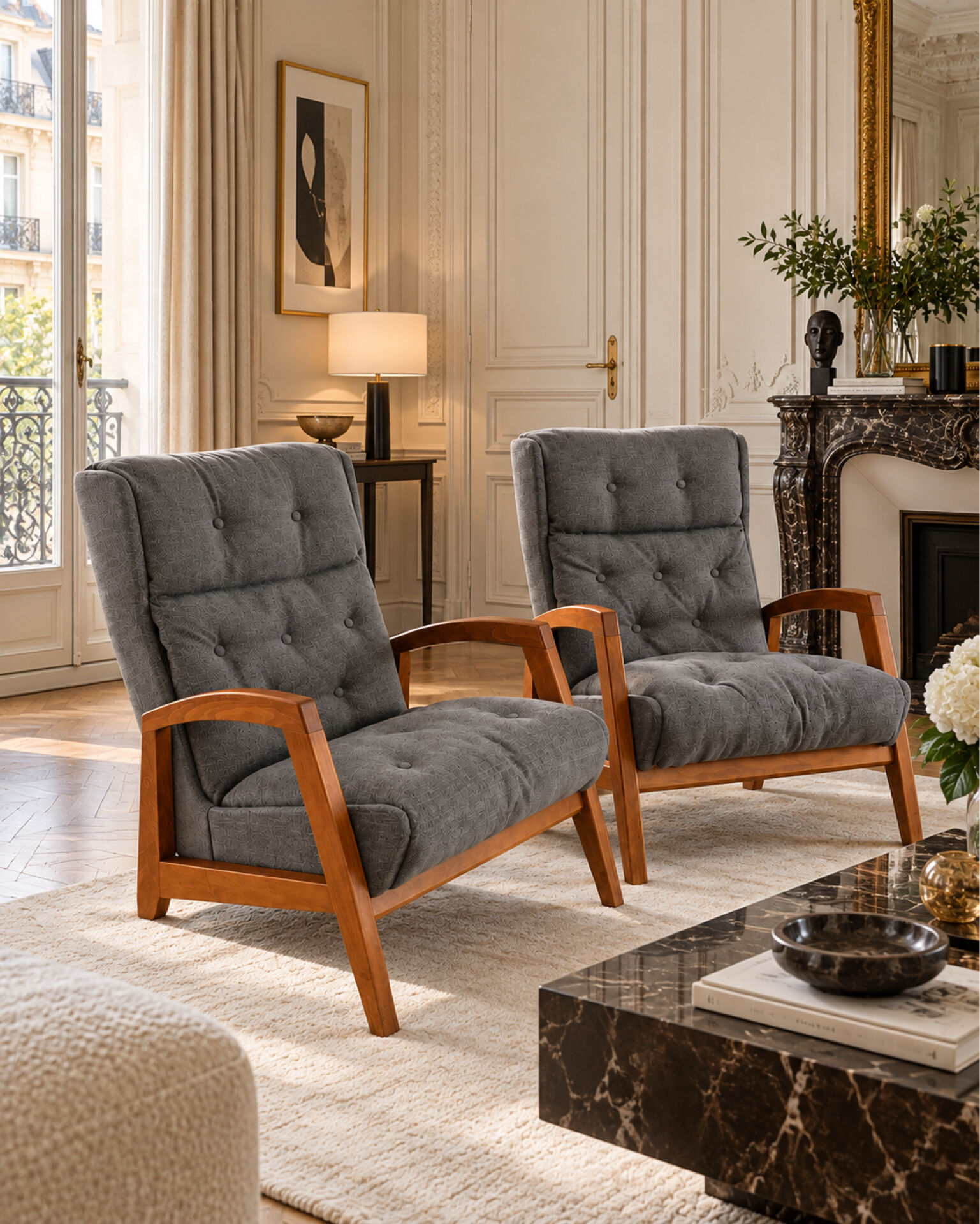 Pair of vintage armchairs by Jean-René Caillette for Steiner – Design f