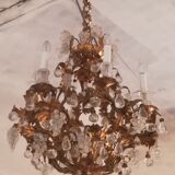 Murano fruit chandelier in crystal and gold metal