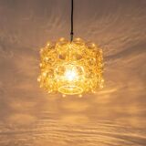 Large amber bubble glass pendant light by Helena Tynell for Limburg, Germany, 1970s.