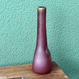 Vase soliflore soufflé en verre dépoli, émaillé or