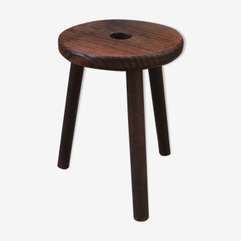 Tabouret trépied rond en bois