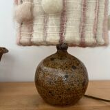 Stoneware lamp and lampshade in vintage wool