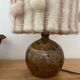 Stoneware lamp and lampshade in vintage wool
