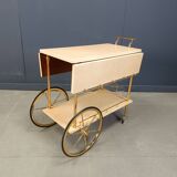 Desserte de bar italienne en peau de chèvre laquée et parchemin par Aldo Tura, années 1960