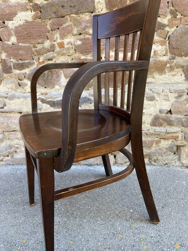 Paire de fauteuils type restaurant scholz colonial bois courbé américain vintage 80s