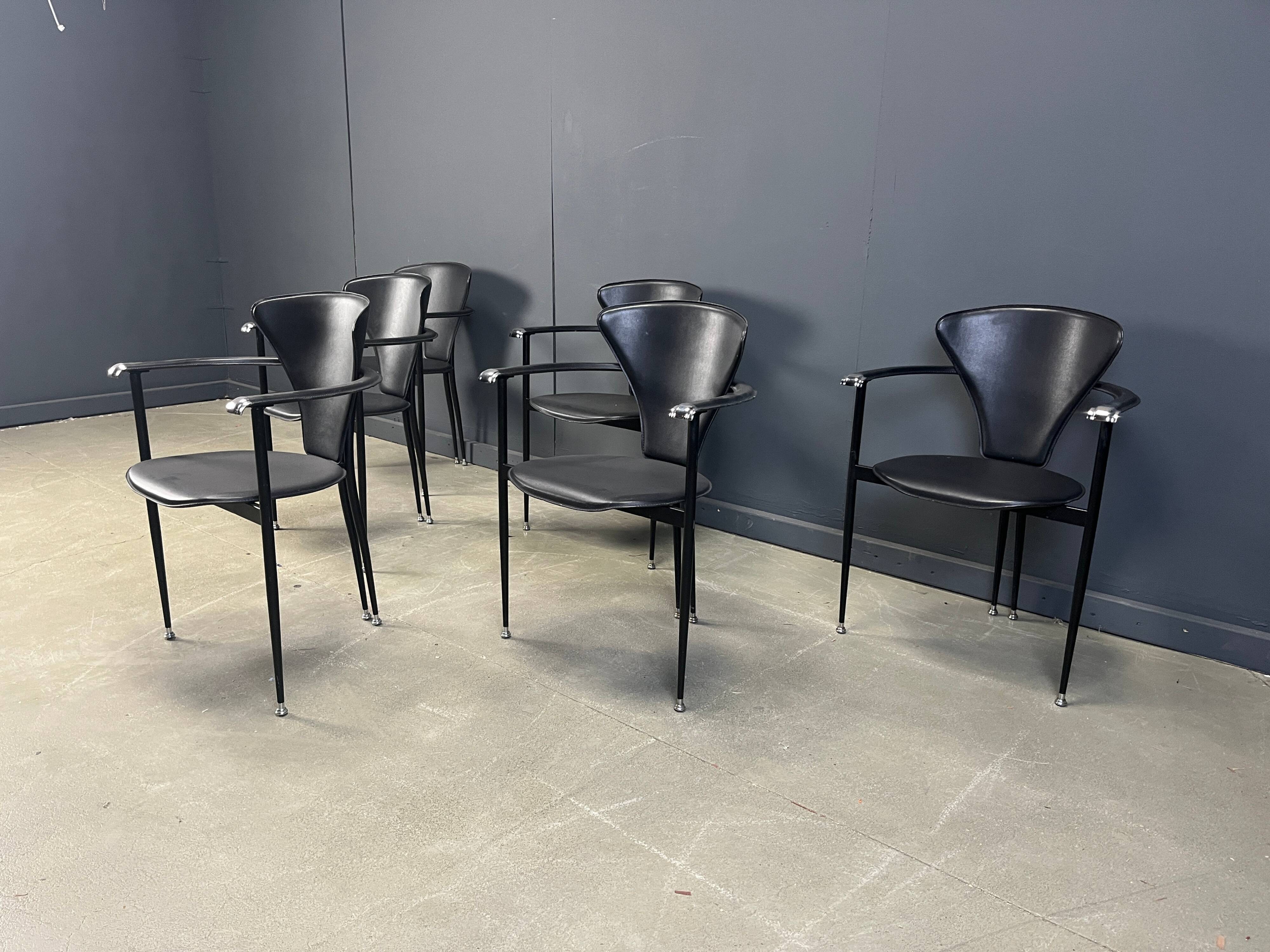 Vintage leather armchairs by Arrben Italy, 1980s - set of 6