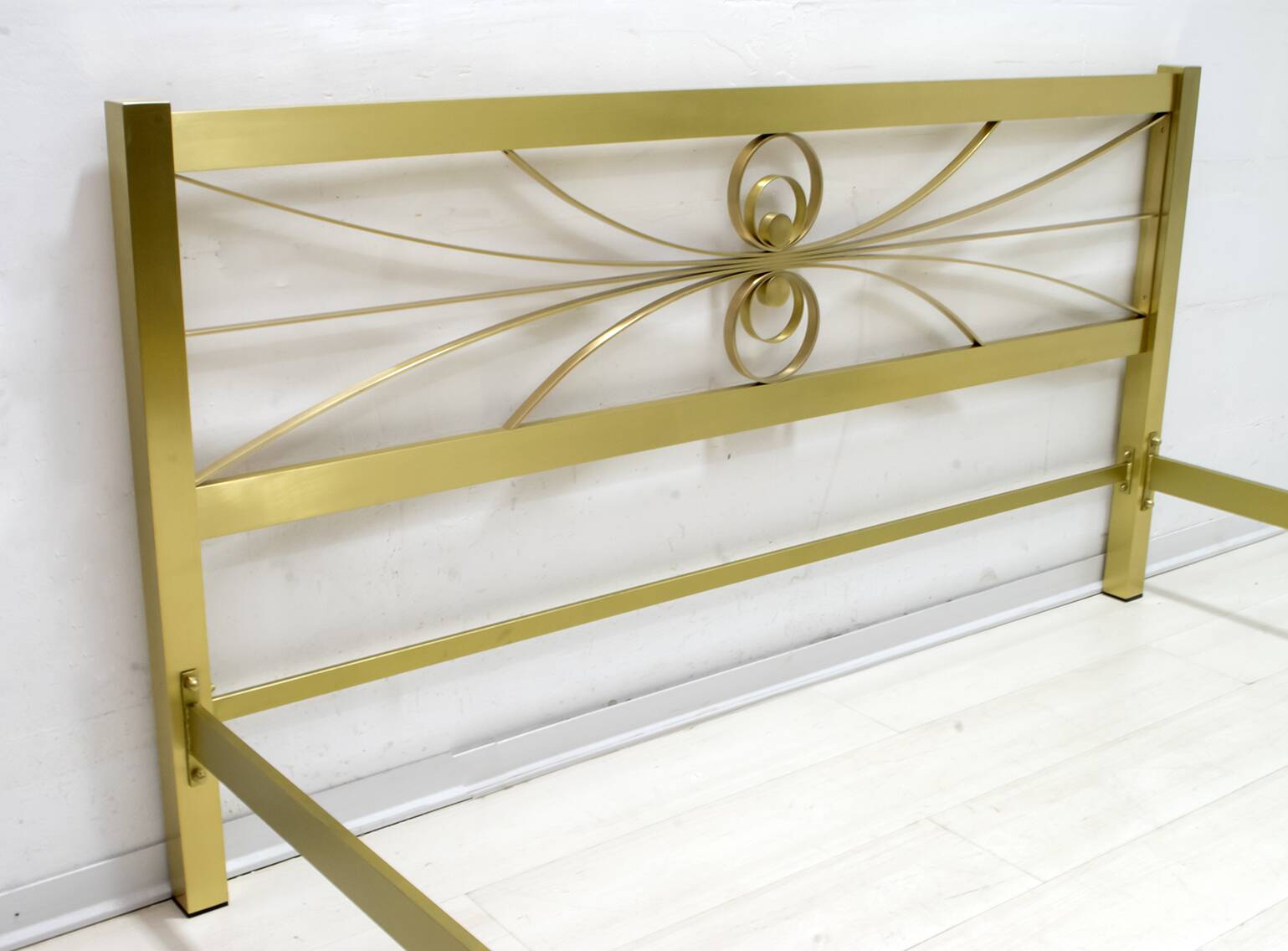 Mid-Century Modern Gilded and Satin Brass Double Bed, 1970