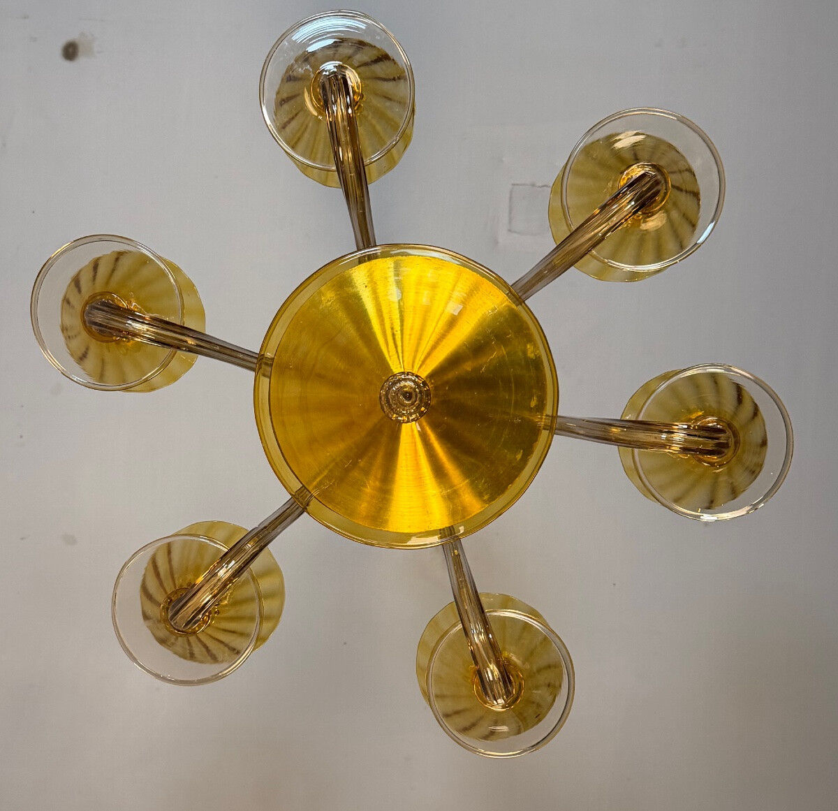 Venetian lustre in brown and yellow Murano glass, circa 1940.