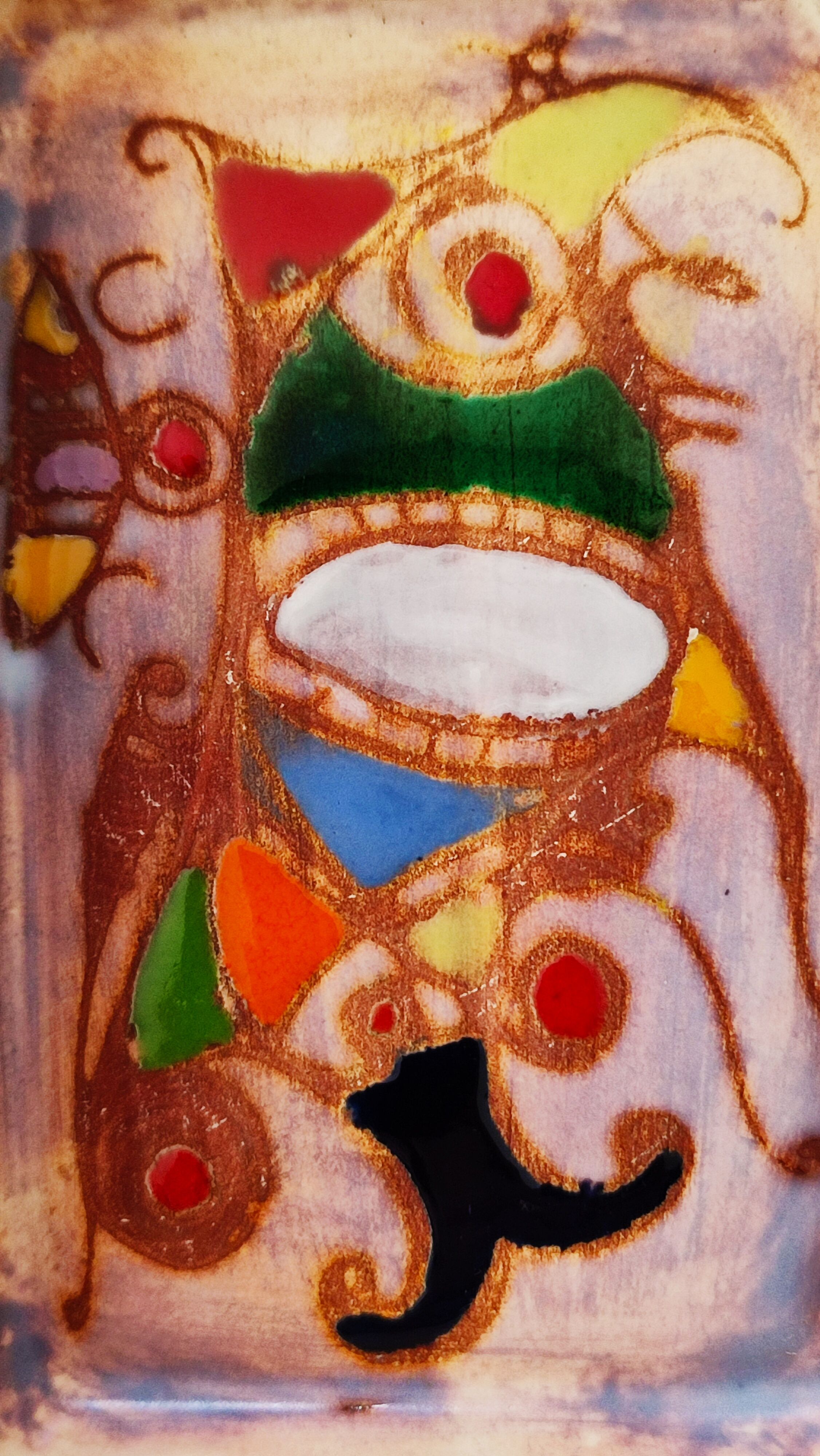 Polychrome presentation dishes of Marie Christine TREINEN (XXth) Vallauris