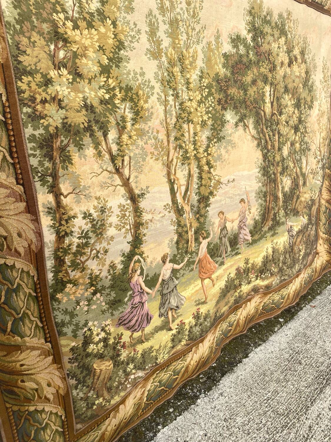 Large Gobelins tapestry wall hanging, Jules Pansu, pastoral scene