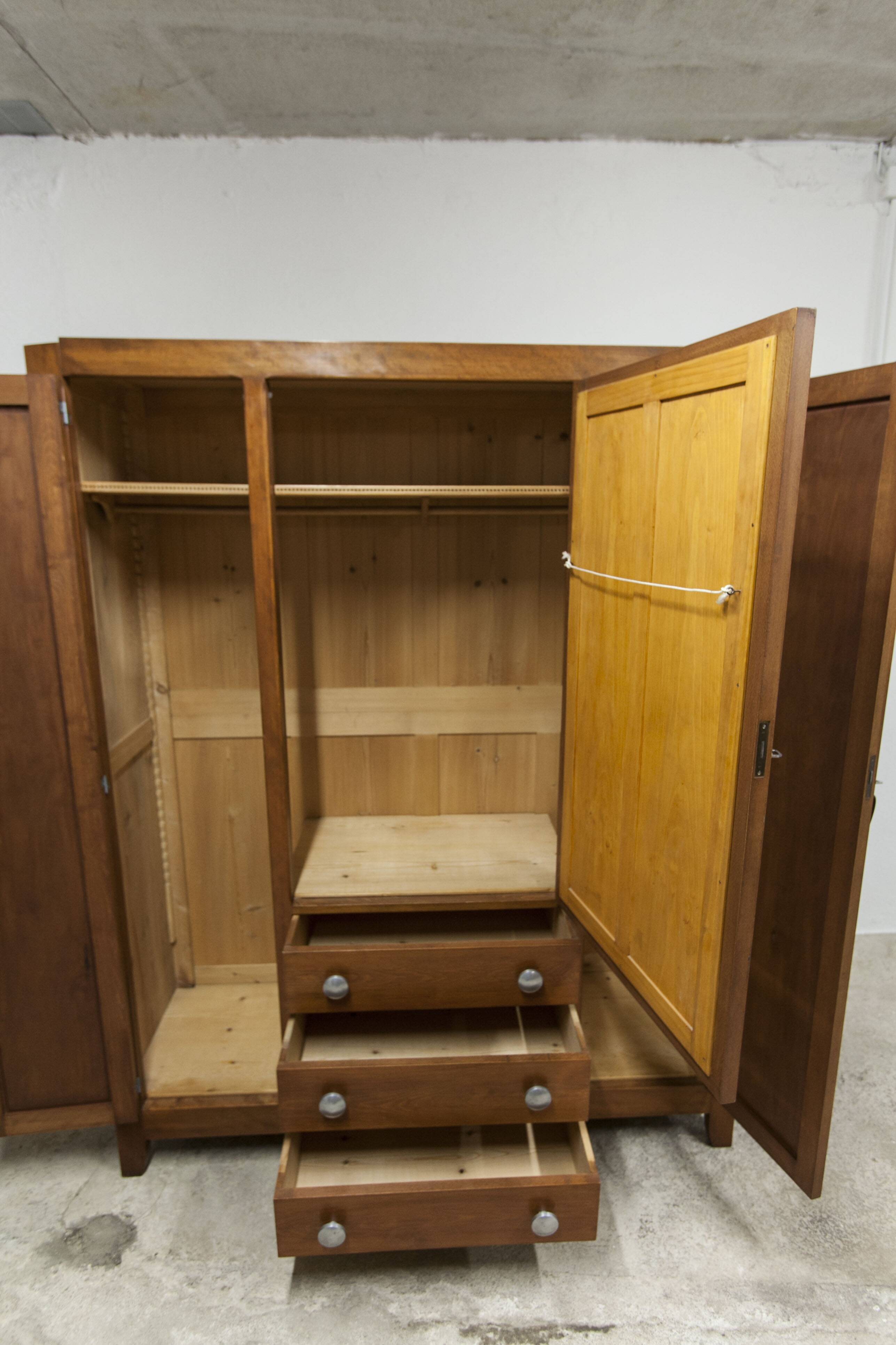 Mid-century armoire with large mirror, wardrobe and chest of drawers