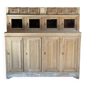 Old wooden grocery store cabinet, display cases and drawers