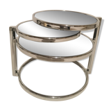 3-plate swivel coffee table in 1970s glass and chrome