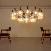 Large chromed spider Sputnik lamp with 24 hand-blown ice glass balls from Ott International, Germany, 1960s.