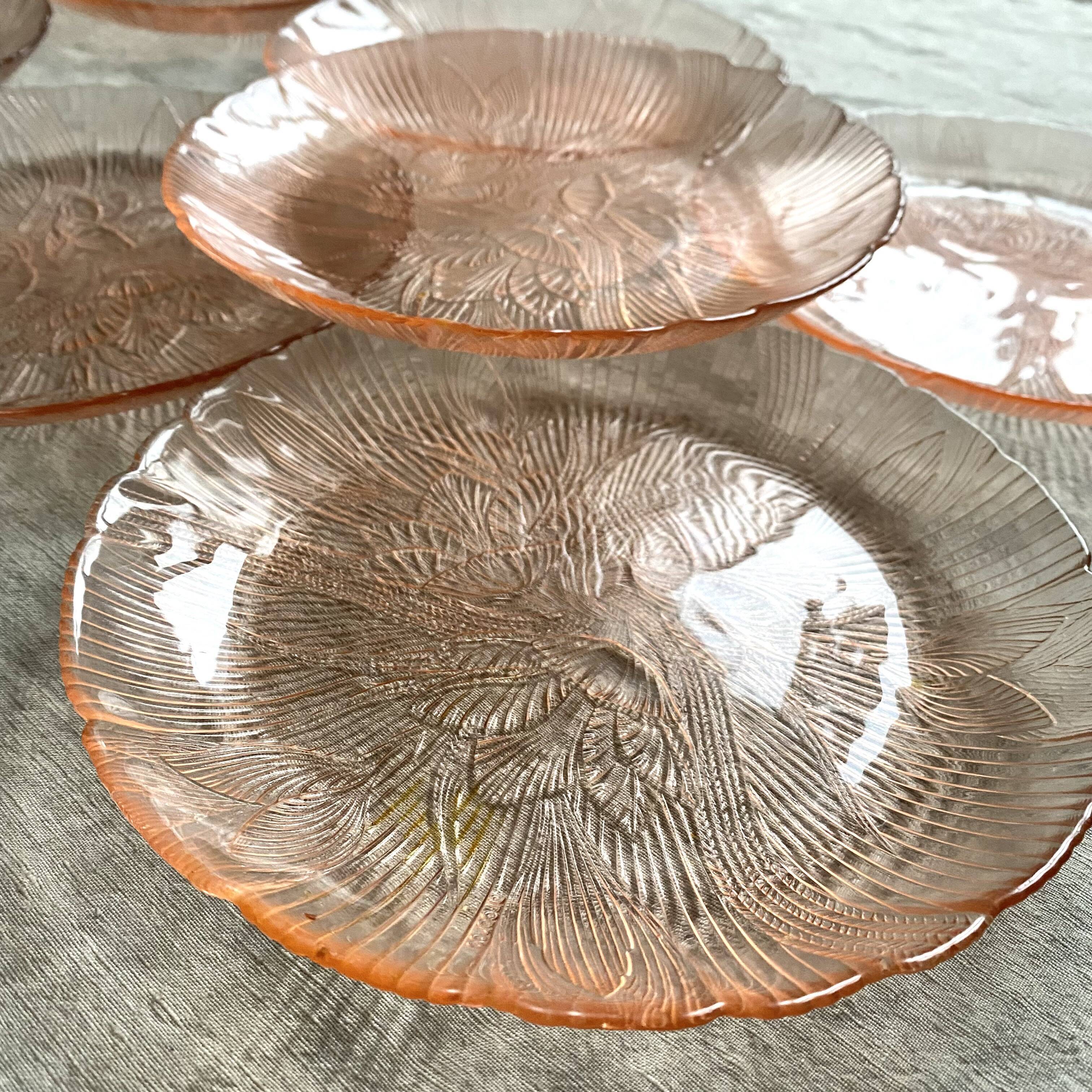 Vintage pink glass plates