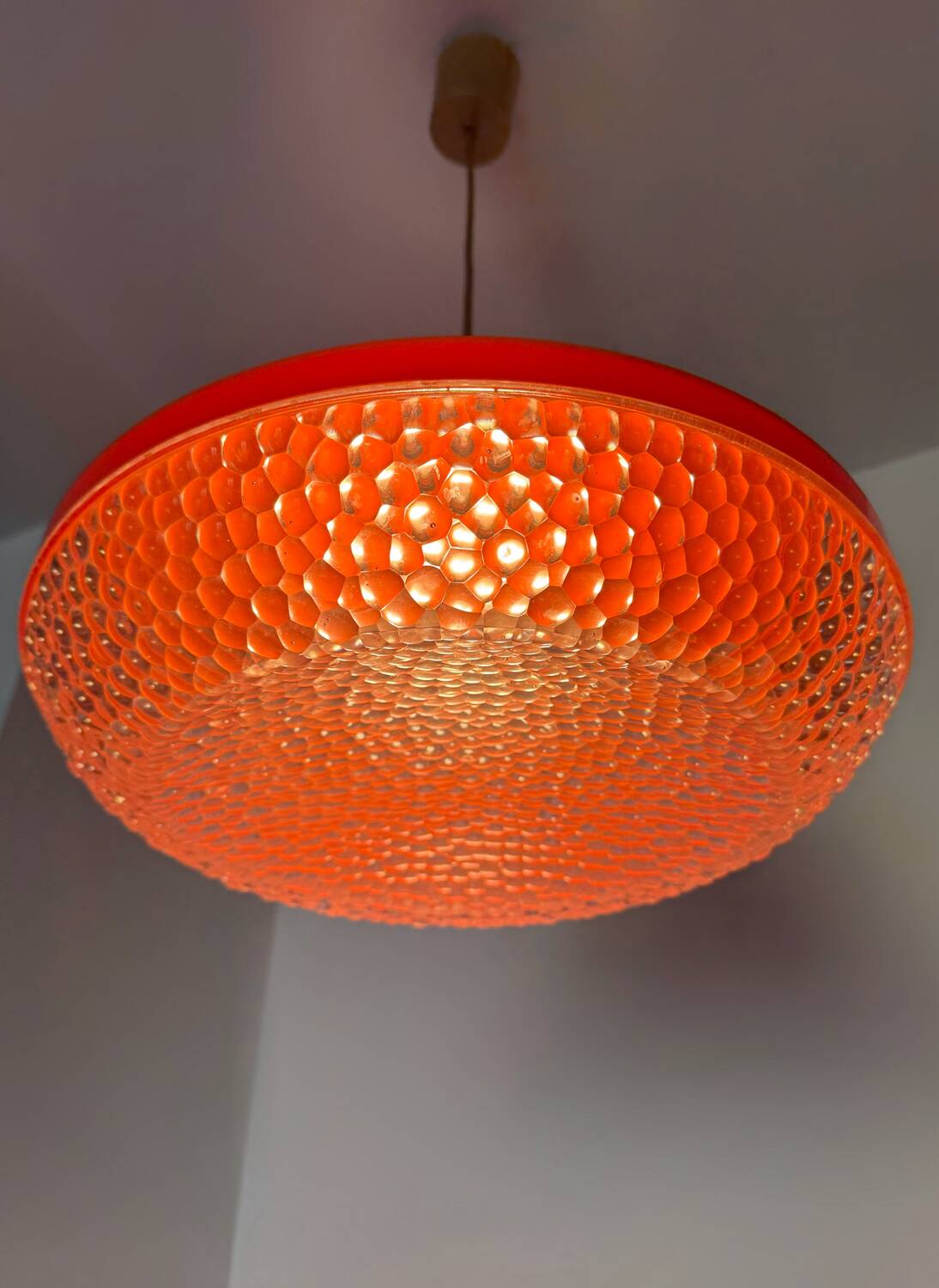 Space Age orange designer chandelier from the 70s