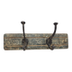 Solid teak coat hook with 2 double cast iron hooks